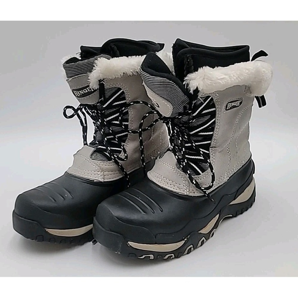 Ranger Winter Snow Boots Women's Size 8‎ Gray Black Faux Fur Thermolite Lined